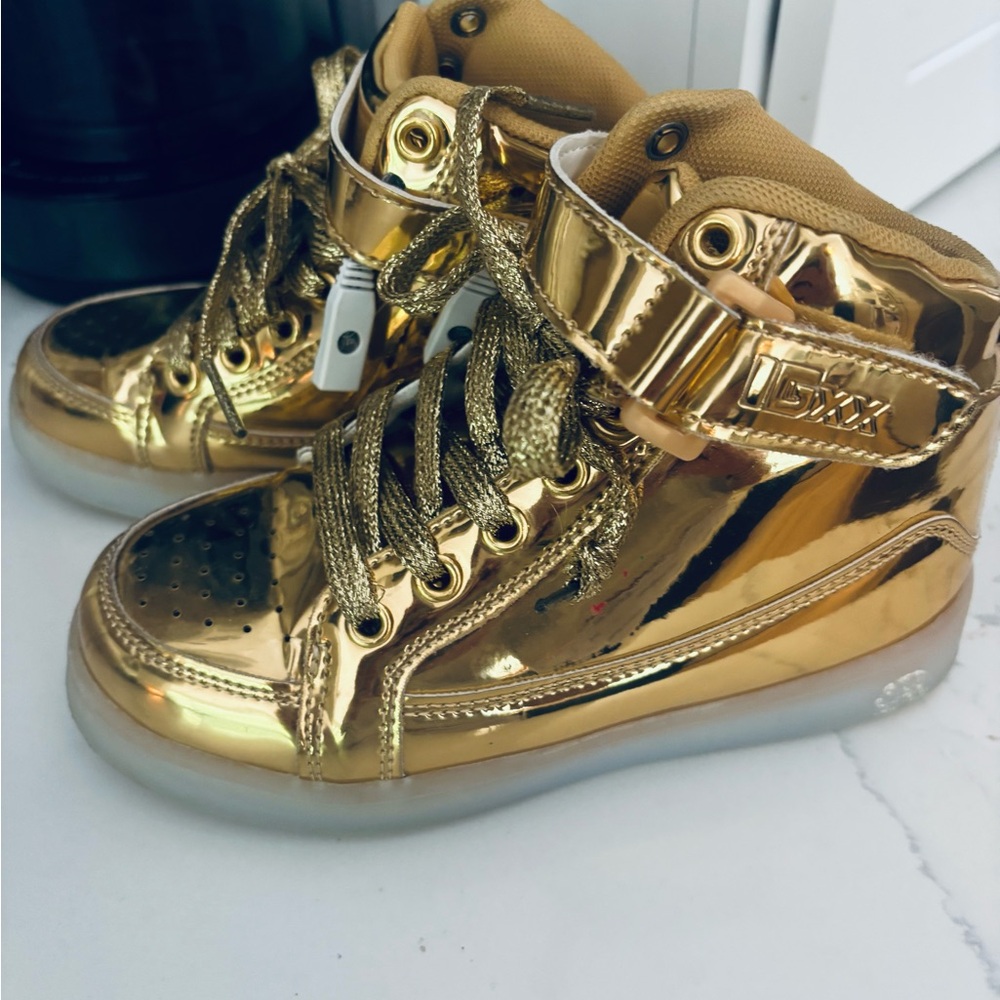 Gold High-Top Kids Sneakers
